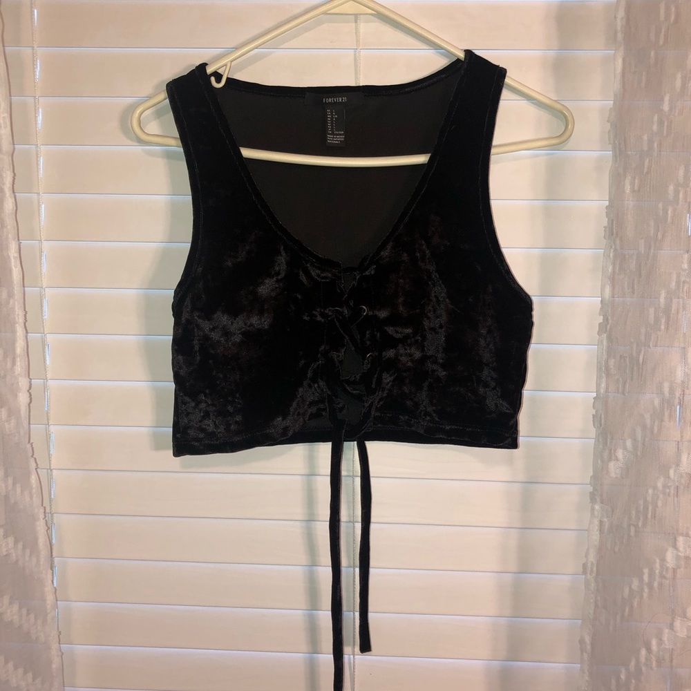 Black velvet crop top